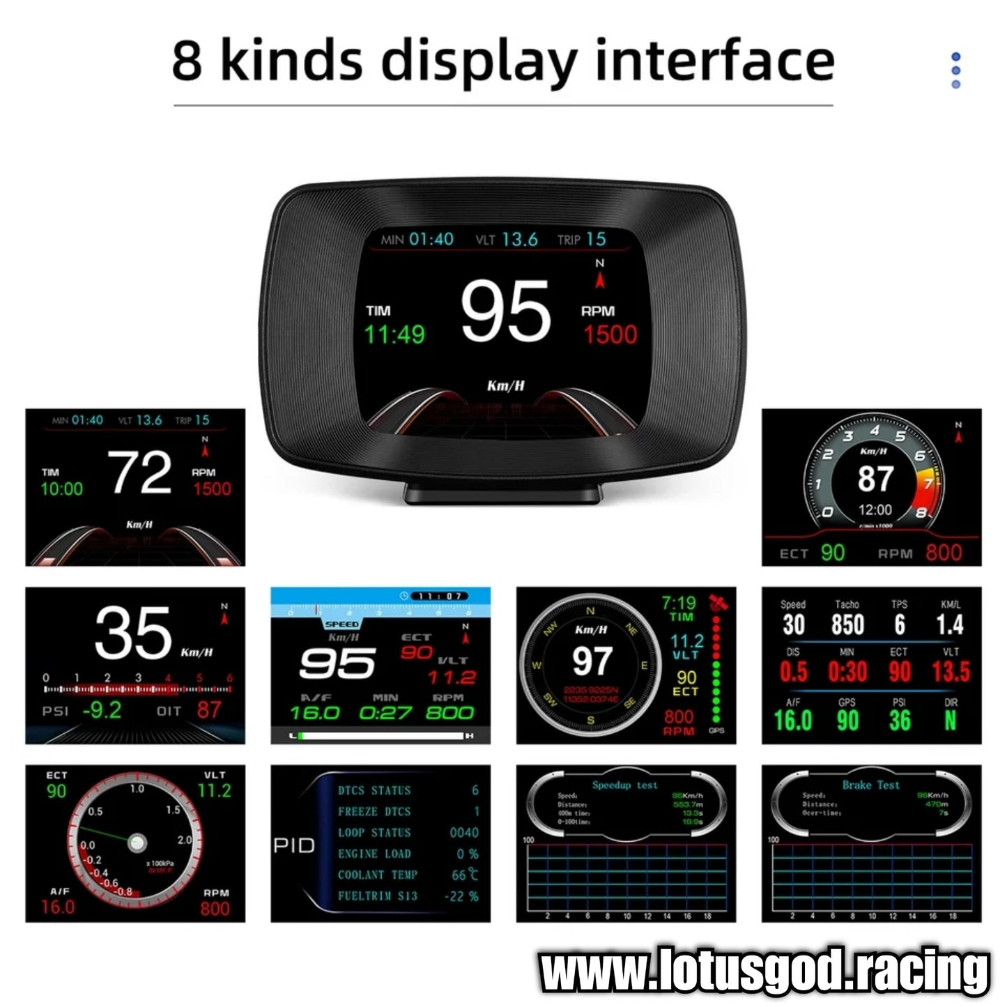 Obd2 Head Up Display HUD GPS Auto VSD Smart Car On Board Computer Gauge Speed Alarm Water Temperature Rpm Turbo Boost Meter