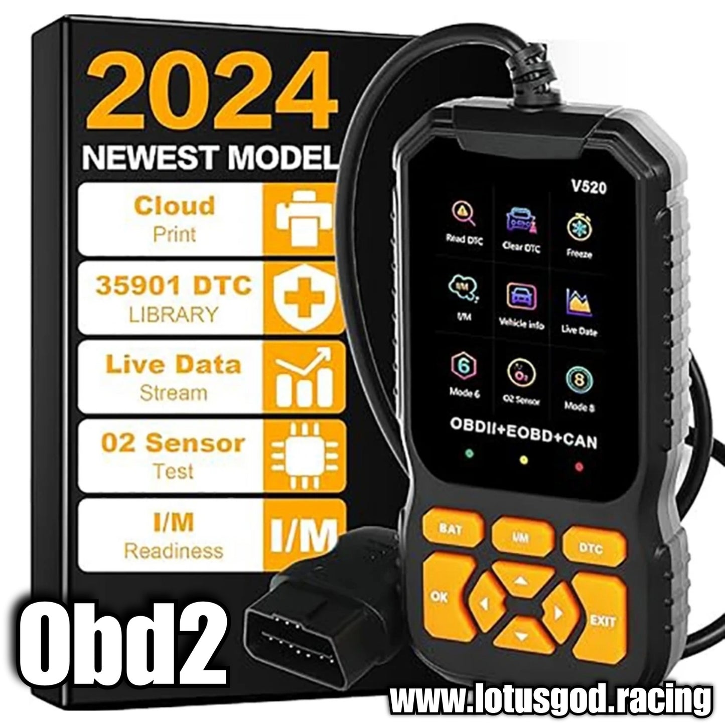 OBD2 EOBD Can 16 Pin Advance DTC Version OBD 2 Engine Check Light 02 Sensor Interface Scanner Plug And Play To Clear & Read Codes Tester OBDII Dignostic Tool For Cars Etc