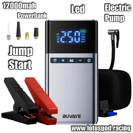 12000mah 4 In 1 Portable 12 Volts Car Jump Start + Air Pump Compressor Tyre Inflator + Power Bank + Led Light 12V Car Battery Starter