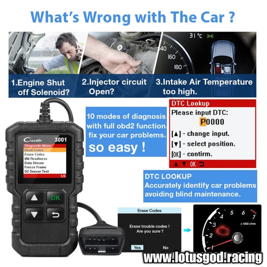 16 Pin Wire OBD 2 Engine Check Light 02 Sensor Interface Scanner Plug And Play To Read Delete Clear & Read Codes Tester OBDII Dignostic Tool For Cars Etc