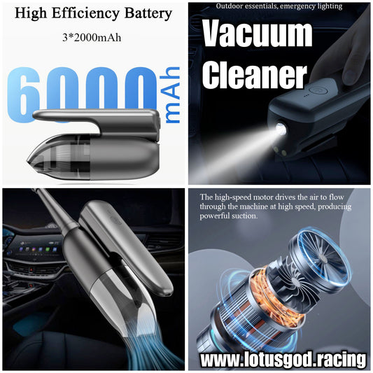 4 In 1 Powerful 100w 6000mah Black Dust Vacuum Cleaner USB Mini Rechargeable Led + Small Brush & Blower For Home Car Etc