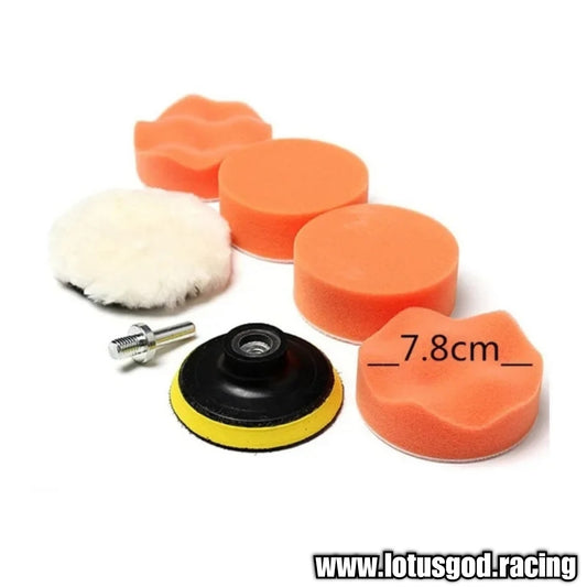 3 Inch 7 Pieces Velco | M10 Drill Buffing, Paint Glass Headlight Lamp Polish And Wax Wool Foam Sponge Set Plastic 349