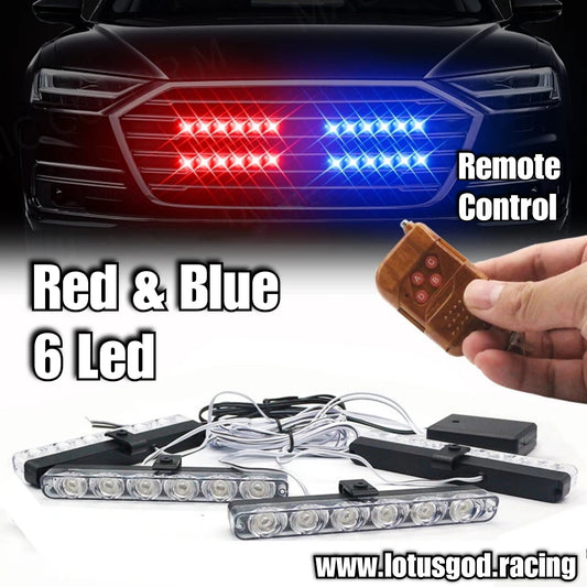 12 Volts Strong Powerful Strobe Red | Blue Red Police Led 24 LED Lights + Wireless Controller