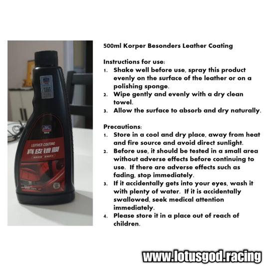 Korper Besonders Premium Leather Coating Condition Care Protection For Car Van Truck Bus Coach Interior Bag Sofa Conditioner 500ml