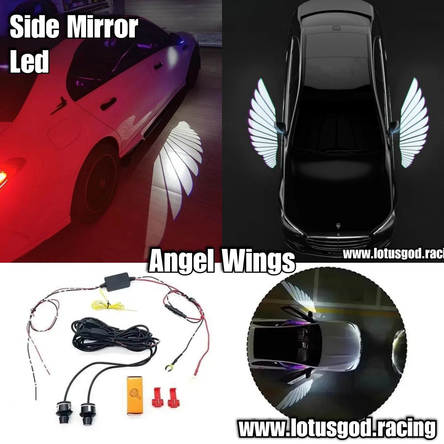 Universal God Sent Welcome Door Angel Wing White Led Car Side View Mirror Lights Projection Lamp Car Accessories