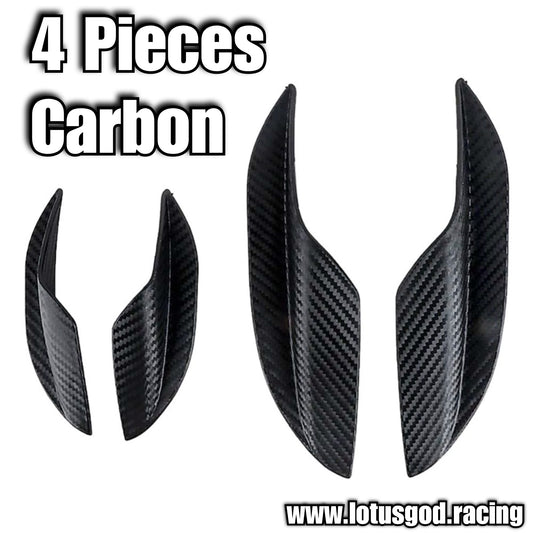 Universal 4 Pieces Flexible Black | Carbon Fiber Look Canard Splitter For Race Car Truck Van Lorry Front Bumper Boot Spoiler