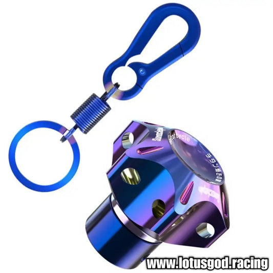 Universal Hexagon | Star CNC Aluminium Modified Burnt Blue Colour Custom Key Chain Head Accessories For Racing Car Motorcycle Boat