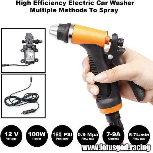 12 Volts Socket 100w Portable 1.0Mpa High Pressure 5.5L/Min Electric Cleaning Hand Gun Spray Water Bucket Kit For Wash Car Bike Home Garden Etc