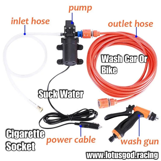 12 Volts Socket 100w Portable 1.0Mpa High Pressure 5.5L/Min Electric Cleaning Hand Gun Spray Water Bucket Kit For Wash Car Bike Home Garden Etc