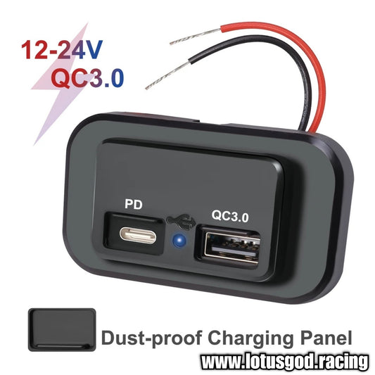 12V | 24V Super Fast Charging 3.1A Dual PD USB Type C Port Charger Power Adapter LED Outlet Panel Socket For Mobile Phone Charging Car Accessories