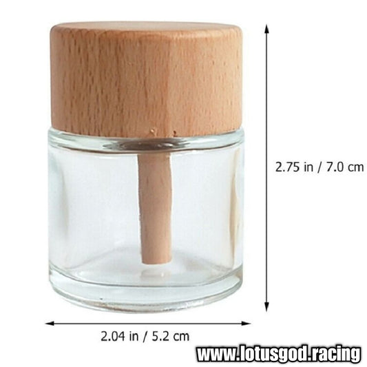 Universal Diy Diffuser Glass Clear Bottle Container Wooden Jar Cap For Refillable Essential Fragrance Aromatherapy Oil For Car Office Home Toliet Use 50ml