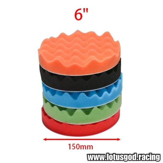 6 Inch Polishing 5 Piece 15cm Velco Buffing, Paint Polish And Wax Soft Sponge Set