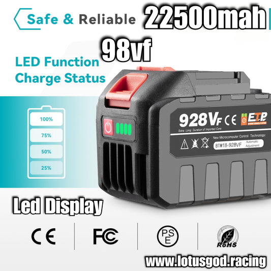 928vf 22500mah 18V - 21V Powerful Rechargeable Lithium Battery With 5 Section Of 1500mAh Big Battery Led Display Capacity Indicator