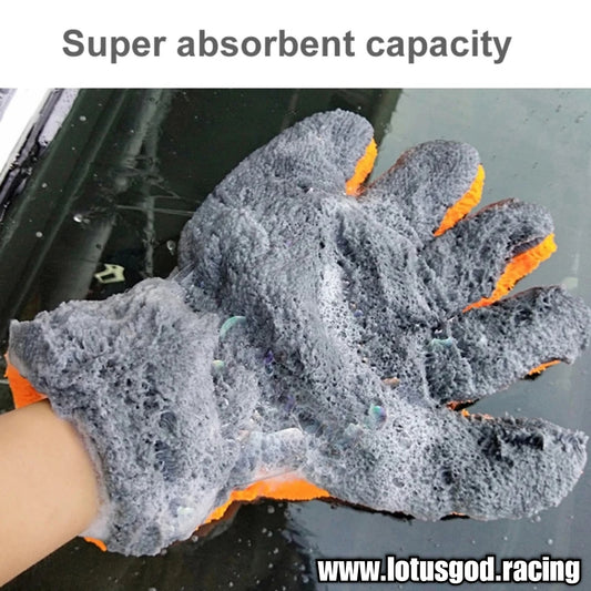 Multipurpose Soft Orange Bear Claw Grey Microfibre Sponge Gloves Very Good In Water Soap Shampoo Foam Absorption Cleans Dirt Remove Dust Etc (1 Piece)