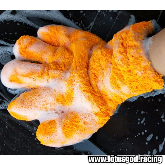 Multipurpose Soft Orange Bear Claw Grey Microfibre Sponge Gloves Very Good In Water Soap Shampoo Foam Absorption Cleans Dirt Remove Dust Etc (1 Piece)