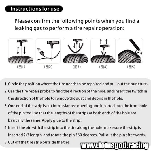 Tubeless Tyre Repair Worm Plug Nails Puncture Repair Screw In Rubber Tool Case Set For Car Motorcycle Truck Scooter EBike Tire