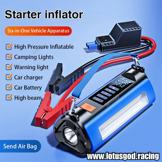 8400mah 4 In 1 Portable 12 Volts Car Jump Start + Air Pump Compressor Tyre Inflator + Power Bank Lighting +  Automotive Car 12V Battery Starter