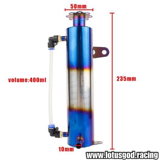 Universal Radiator Coolant Cooling Burnt Blue Aluminum Cylindrical Water Catch Tank Overflow Reservoir 500ml