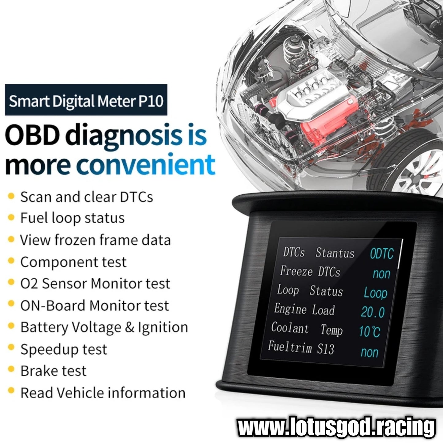 Obd2 Head Up Display HUD GPS Auto VSD Smart Car On Board Computer Gauge Speed Alarm Water Temperature Rpm Read Clear Fault Codes Speedometer Fuel Consumption Meter