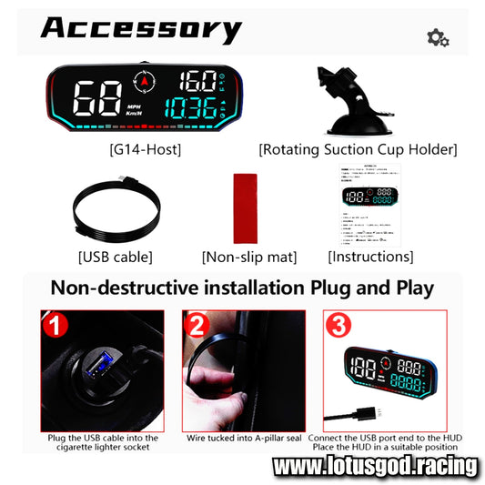 Universal 5 Inch HD Usb Gps Hud Head Up Display Speedometer Vsd Odometer Alarm Multifunction On Board Computer Car Electronics Digital Speed Meter