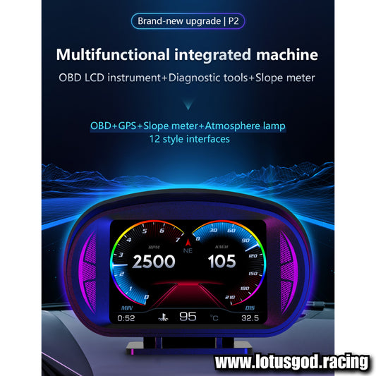 OBD2 Digital Hud Vsd | Usb Gps Car Head Up Display On Board Computer Clock Slope Speedometer OBD Diagnostic Tools Instrument Cluster P2 Turbo Speed Meter