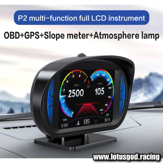 OBD2 Digital Hud Vsd | Usb Gps Car Head Up Display On Board Computer Clock Slope Speedometer OBD Diagnostic Tools Instrument Cluster P2 Turbo Speed Meter