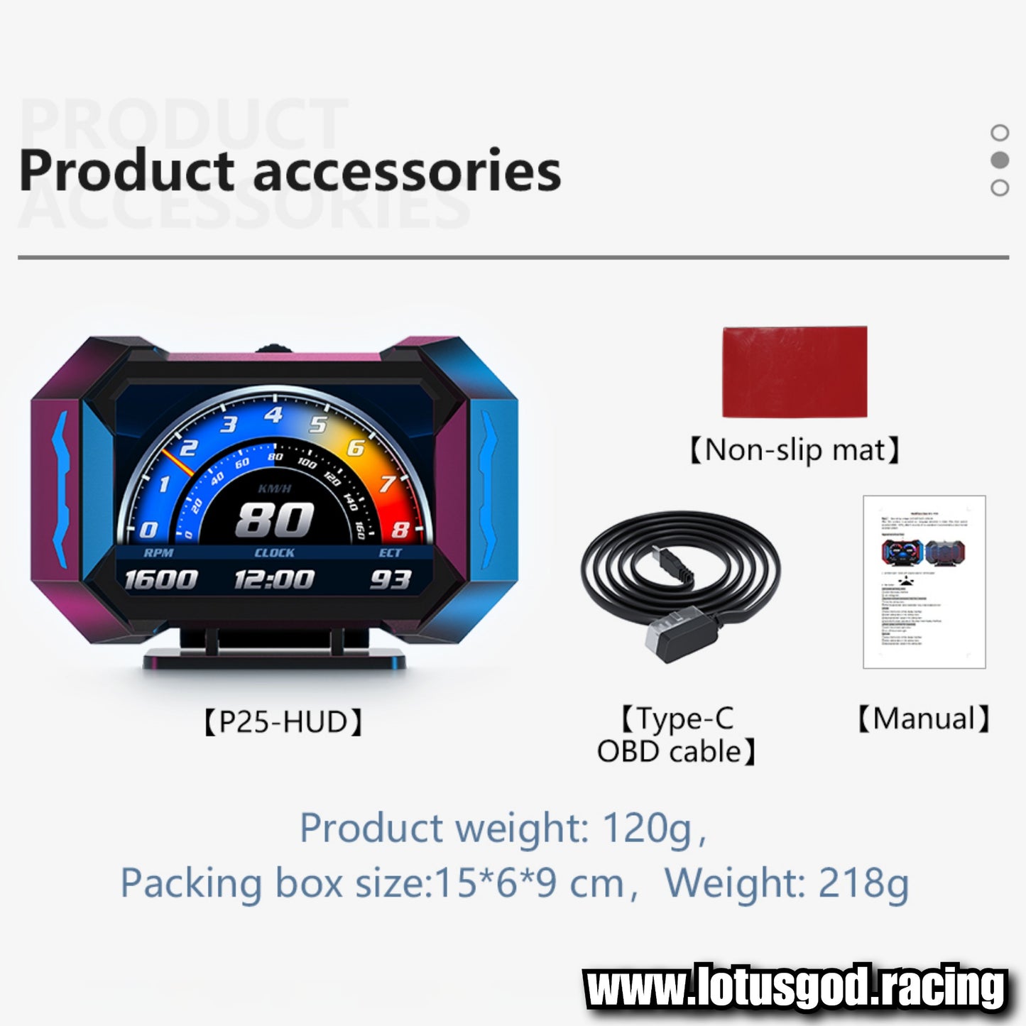 OBD2 Digital Hud Vsd Car Head Up Display On Board Computer Clock Slope Gps Speedometer OBD Diagnostic Tools Instrument Cluster P25 Speed Meter