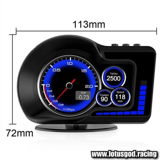 OBD2 Digital Hud Vsd Car Head Up Oil Water Temperature Rpm Turbo Display On Board Computer Clock Slope Gps Speedometer OBD Diagnostic Clear Fault Tool Instrument Cluster Speed Meter