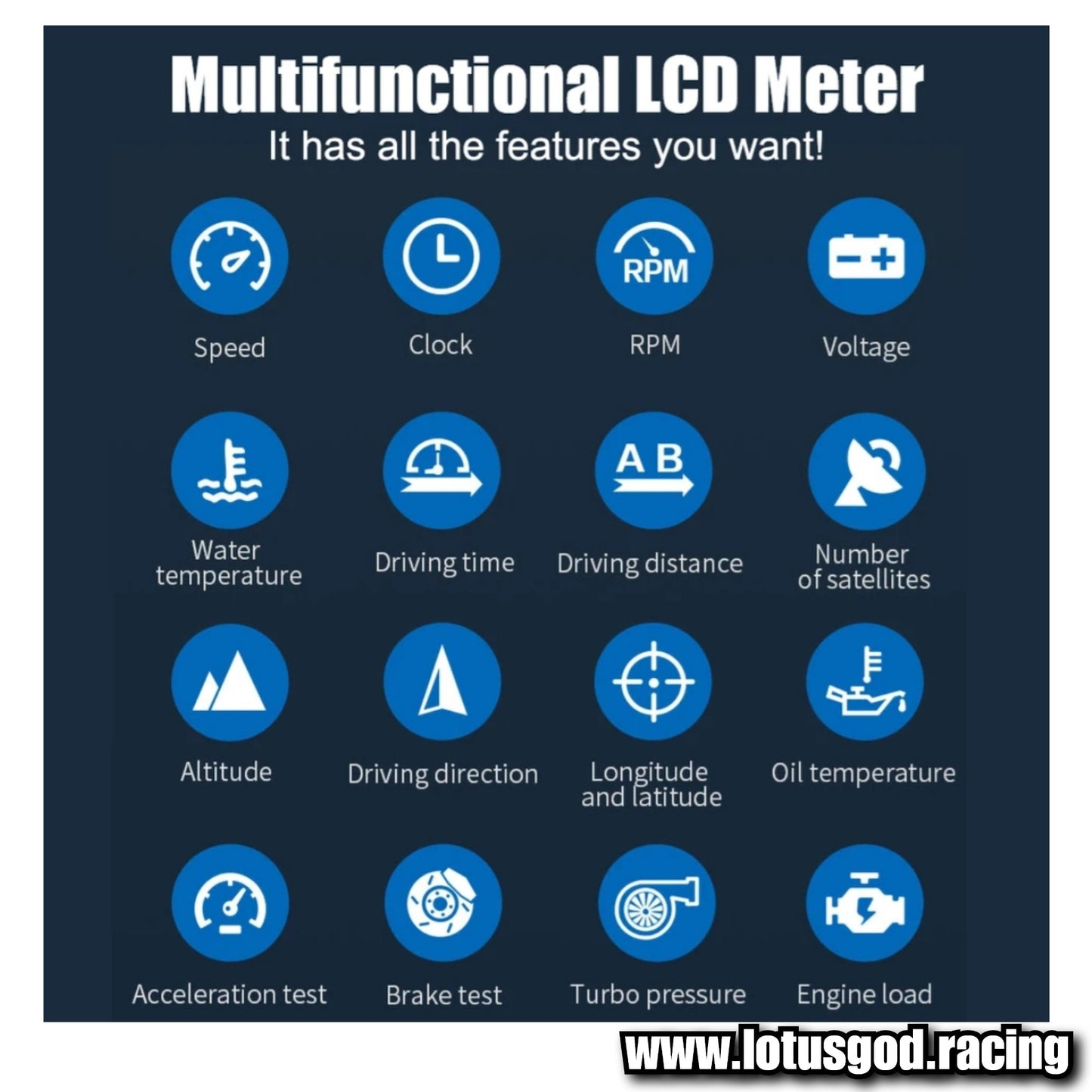 OBD2 Digital Hud Vsd Car Head Up Oil Water Temperature Rpm Turbo Display On Board Computer Clock Slope Gps Speedometer OBD Diagnostic Clear Fault Tool Instrument Cluster Speed Meter