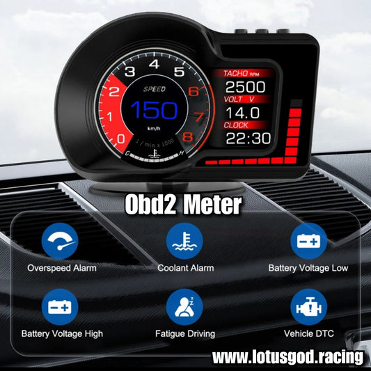 OBD2 Digital Hud Vsd Car Head Up Oil Water Temperature Rpm Turbo Display On Board Computer Clock Slope Gps Speedometer OBD Diagnostic Clear Fault Tool Instrument Cluster Speed Meter