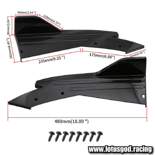 Universal Black | Carbon Fiber Print Racing Front Rear Bumper Side Lips Air Vent Trim Spoiler Canards Splitter Styling Body Kit Accessories