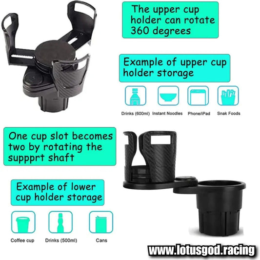 Multifunction 360 Degree Rotating Adjustable Base Insert Drinks Organizer Car Cup Holder Expander Adapter For Car Lorry Van Pick Up Etc