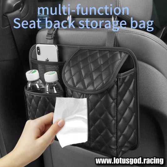 Multi Purpose Tissue Box Adjustable Car Headrest Back Seat Black Storage Bag With High Capacity Oxford Rear Head Rest Organizer Case