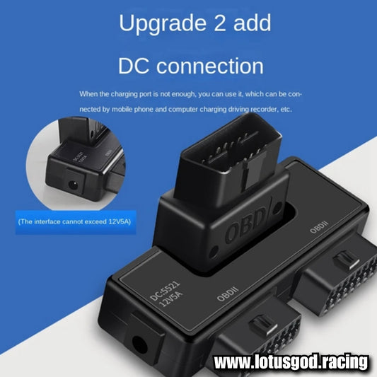 180 Degree 2 Way Obd Splitter - Flat + Thin 16 Pin OBD 2 Extender OBD2 ELM327 Male To Dual Female L Elbow OBDII Extension Connector Cable Socket For Car