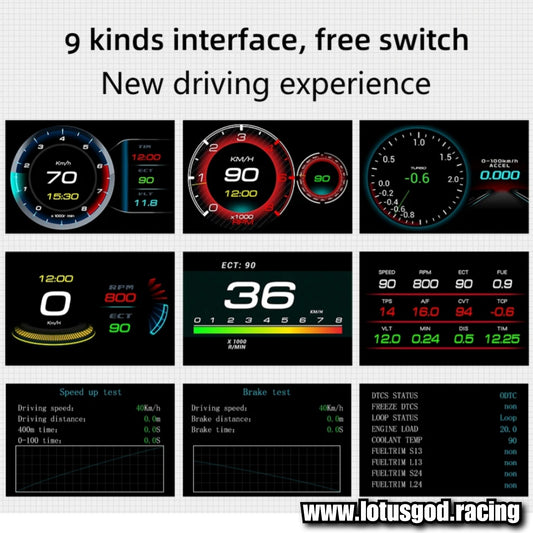 Obd2 Head Up Display HUD GPS Auto VSD Smart Car On Board Computer Gauge Speed Alarm Water Temperature Rpm Turbo Boost Meter