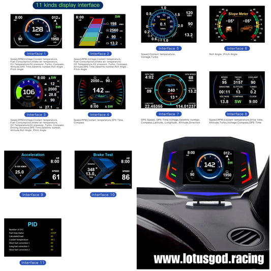 Obd2 Head Up Display HUD GPS Auto VSD Smart Car On Board Computer Gauge Speed Alarm Water Temperature Rpm Turbo Boost Meter