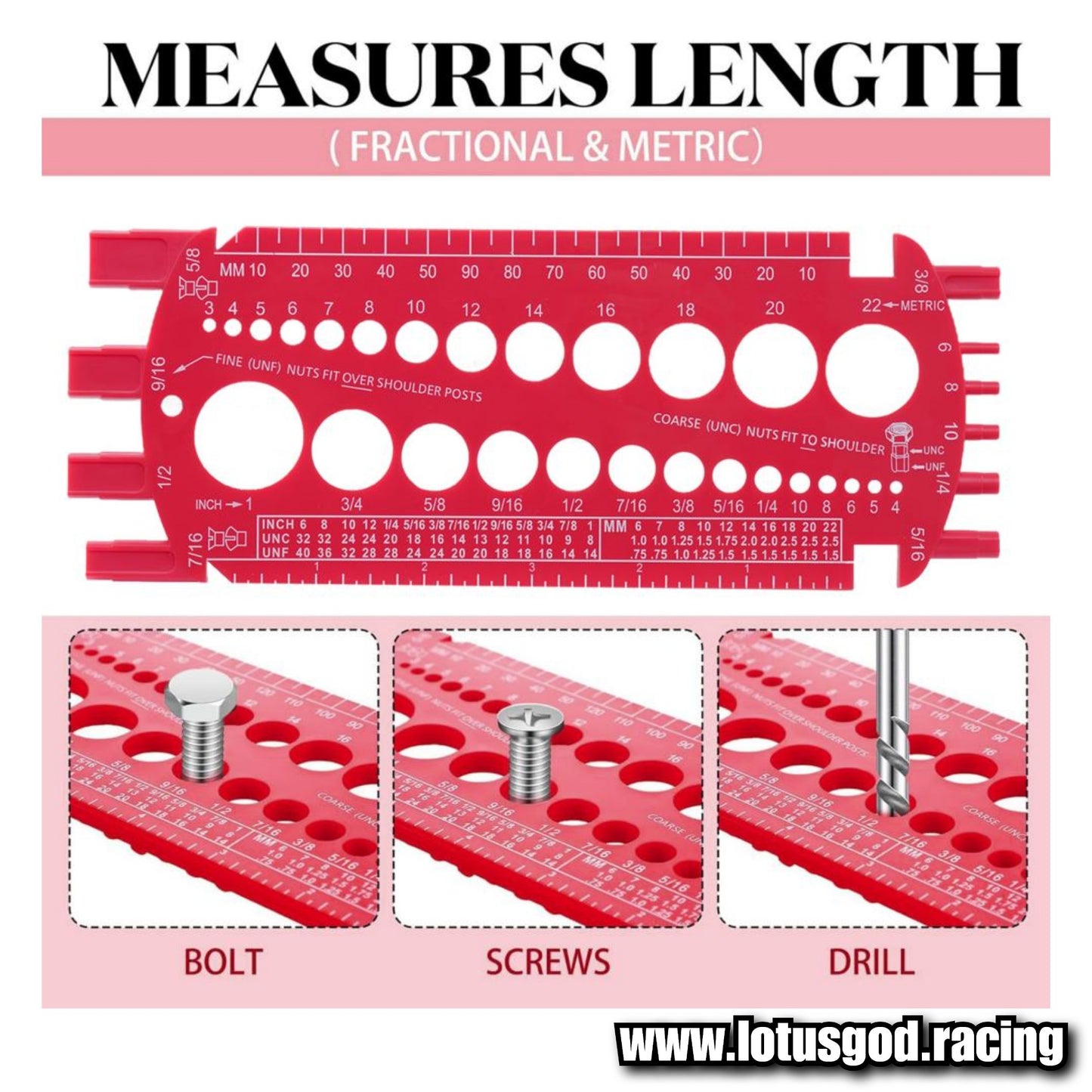 Portable M Bolt Nut And Drill Bit Thread Checker Screws Length Check Measuring Imperials Standard Metric Female Hole Gauge Tool