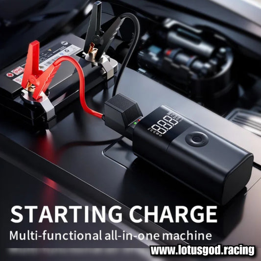 Black 12000mah 5 In 1 Portable 12 Volts Car Jump Start + Air Pump Compressor Tyre Inflator + Power Bank + Led Light 12V Car Battery Starter