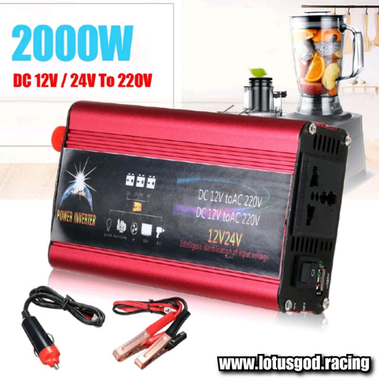 2000W Cigarette Socket Lighter Inverter 12V | 24V To 220V 230V Plug Voltage Converter + USB | EU/UK/AU/Universal Socket Auto Car Accessories