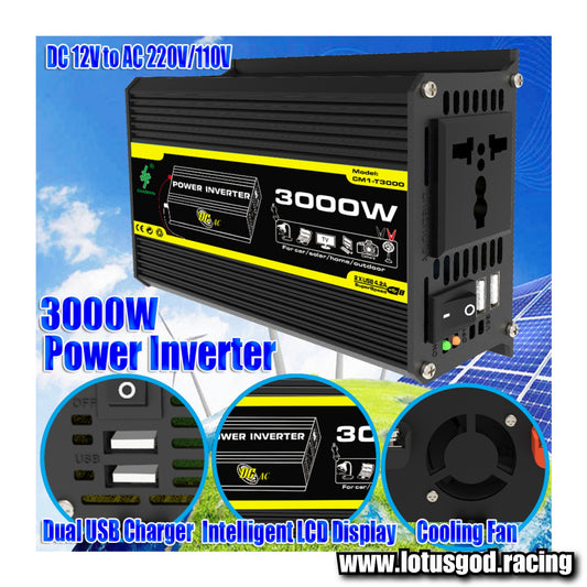 3000W Cigarette Socket Lighter + 12 Volt Cable Inverter 12V To 220V Plug Voltage Converter + USB | EU/UK/AU/Universal Socket Auto Car Accessories