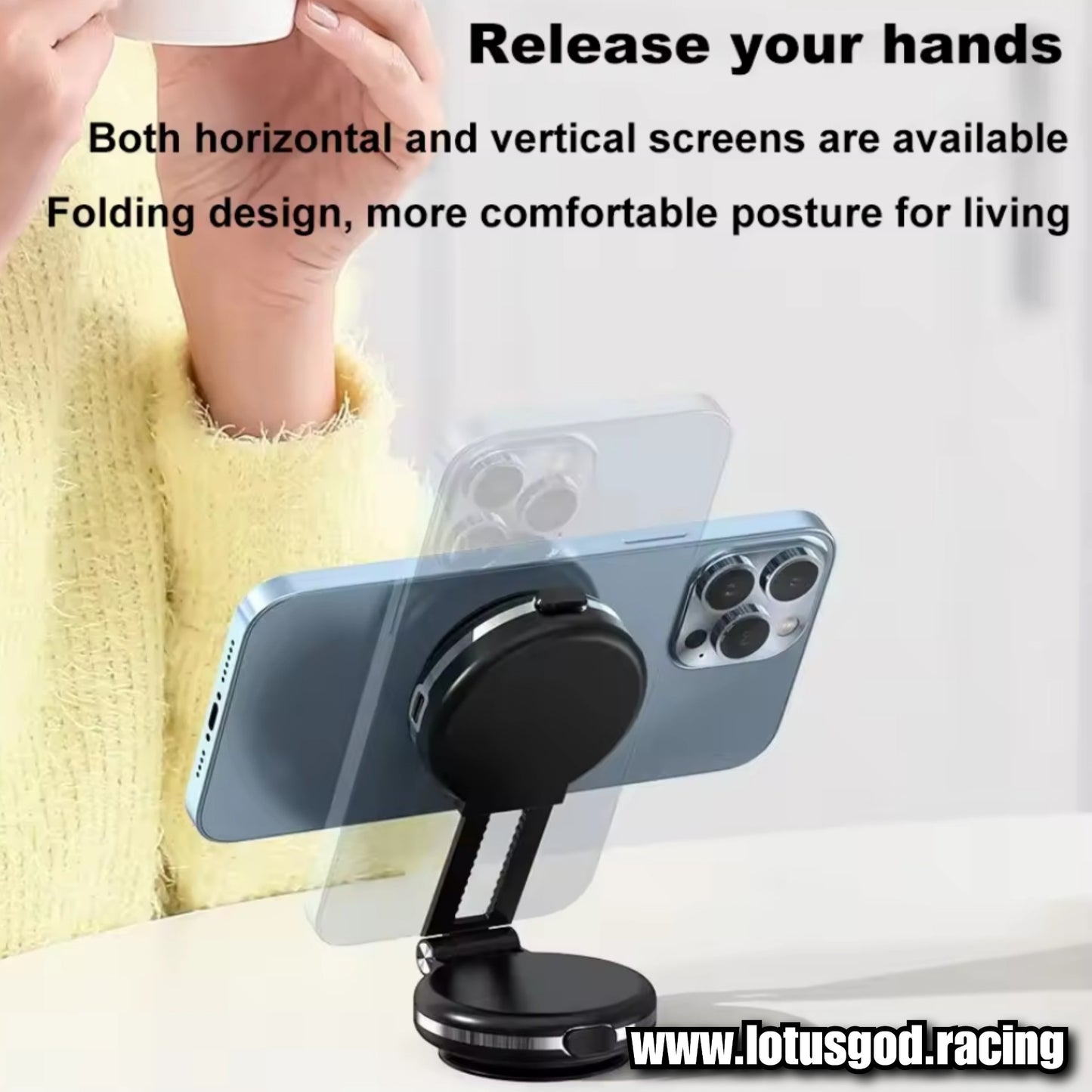 Universal Type C Rechargeable Strong Dual 2 Suction 360 Degree Suction Foldable Magnetic Phone Holder For Dashboard Car Windscreen Toliet Mount for iPhone Android Handphone Etc