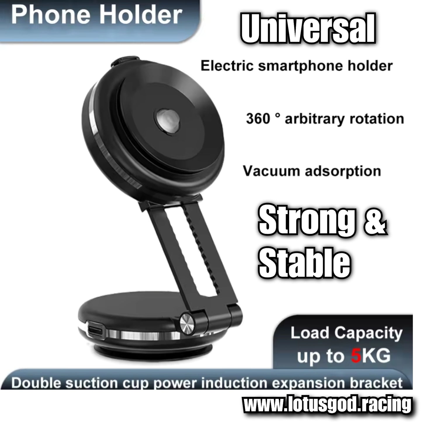 Universal Type C Rechargeable Strong Dual 2 Suction 360 Degree Suction Foldable Magnetic Phone Holder For Dashboard Car Windscreen Toliet Mount for iPhone Android Handphone Etc