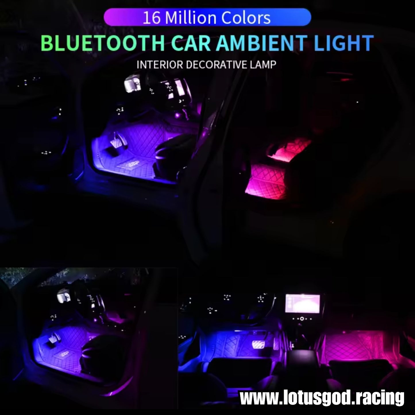 Universal USB Powered Wireless App Music Control 7 Colours RGB Dream LED Strip Lights For Car Lorry Van Pick Up Interior Dashboard Foot Boot Etc