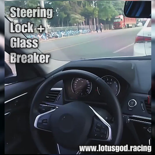 Universal Solid Car Steering Wheel Lock Adjustable Anti Theft Steering Wheel Lock + 3 Keys & Safety Glass Hammer Function For All Type Of Theft Prevention For Your Expensive Vehicle