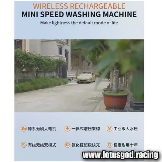 Folding Wireless Portable Bucket Water Jet 18 Bars High Pressure Wash Machine Spray Gun Cleaner Tool For Pail | Bottle Suction + Charger + Foam Bottle + Black Carrying Case Box