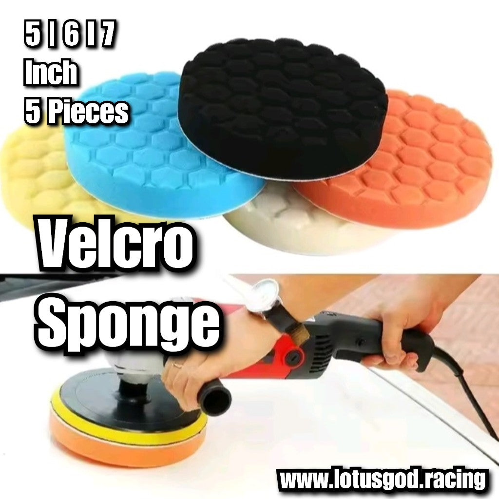 5 | 6 | 7 Inch Polishing 5 Pieces 15cm Velco Buffing, Paint Polish And Wax Soft Sponge Set