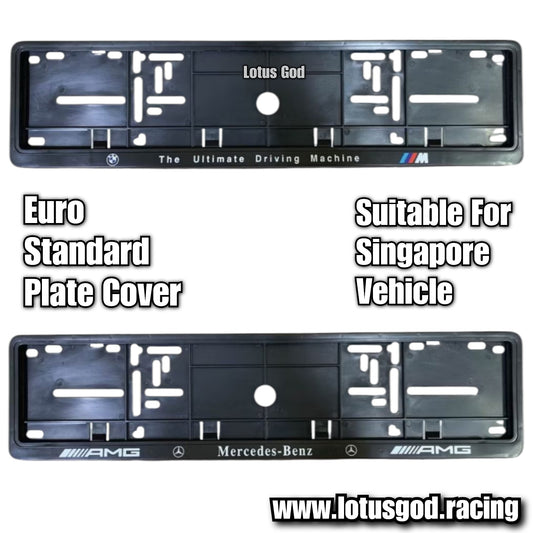 Black Singapore Euro Licence Plate Cover Long Frame For Bmw X Mercedes Benz Amg Car and All Vehicles (2 Pieces)