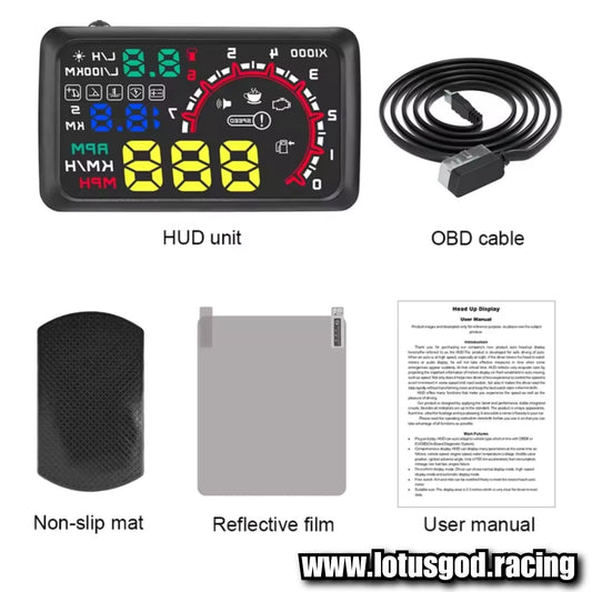 6'' Inch Big Display OBD2 Hud Head Up Obd Display A8 VSD Digital Speedometer Windscreen Speed Glass Projector With Speed Water Temp RPM Alarm Etc