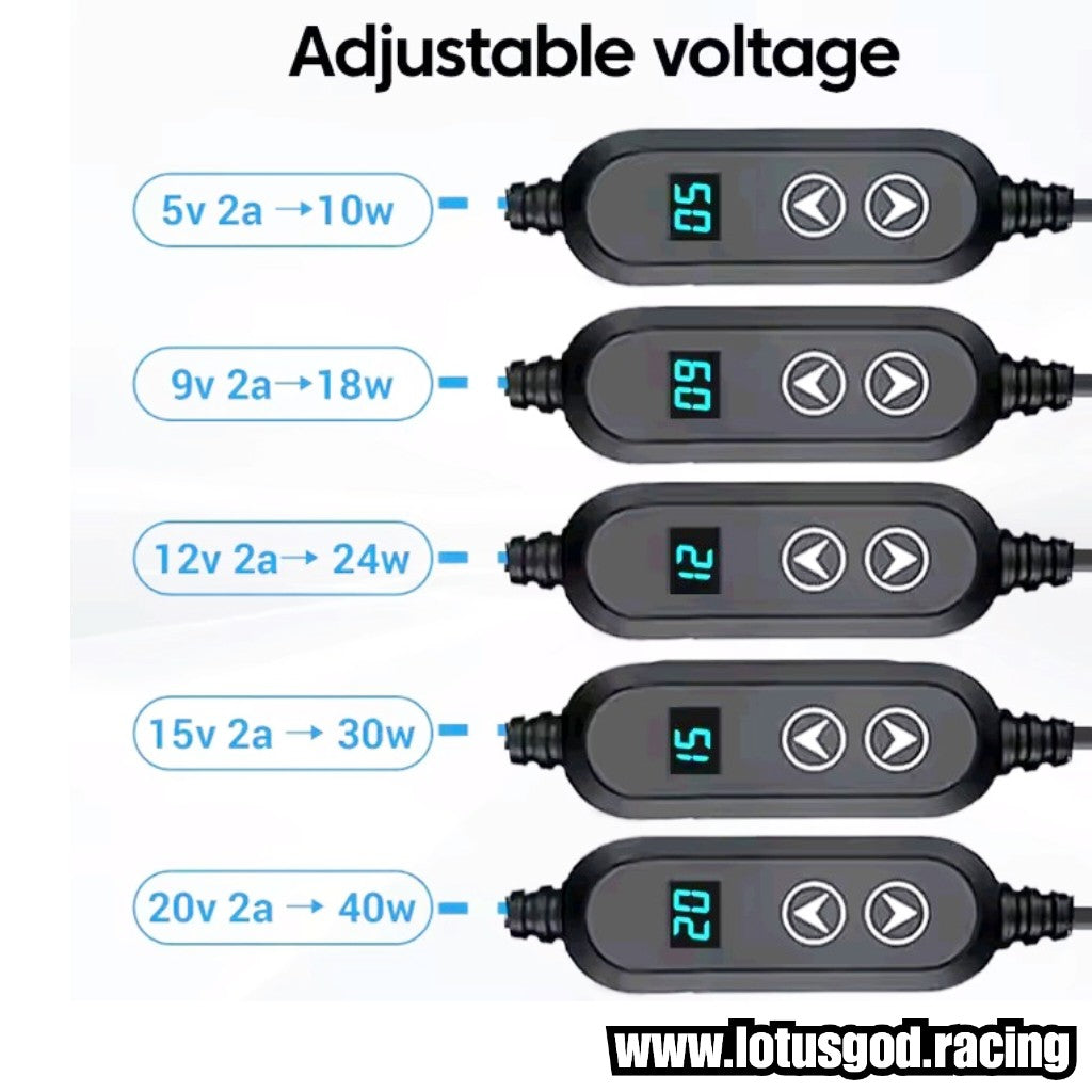 Adjustable Type C To 12V Cigarette Lighter Male Female Socket Adapter 5 Speed Voltage Control Adapter Converter For Car Electronics Accessories Etc