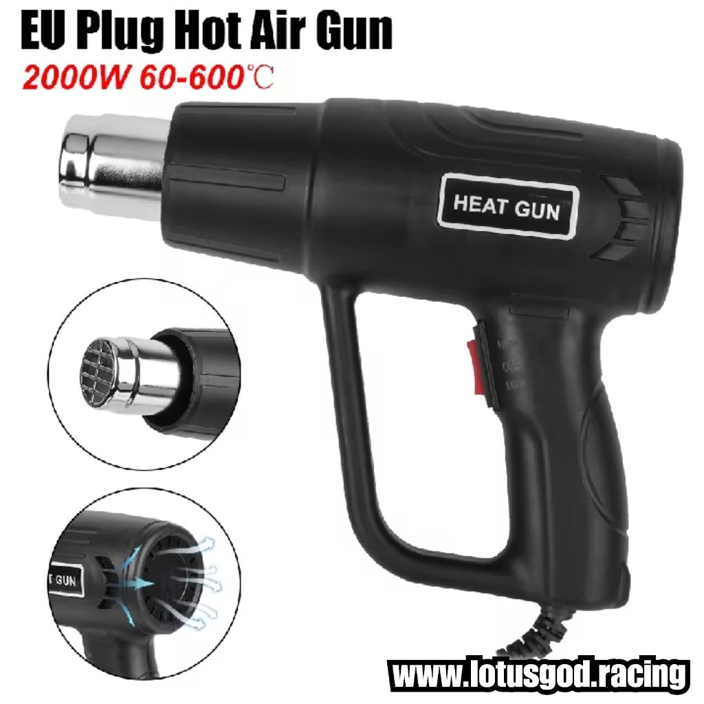 2000W 2 Temperature Settings 60-600°C Thermal Heat Gun Blower Hot Air Tool Kit For DIY Shrink PVC Tubing Wrapping Crafts Eu Plug